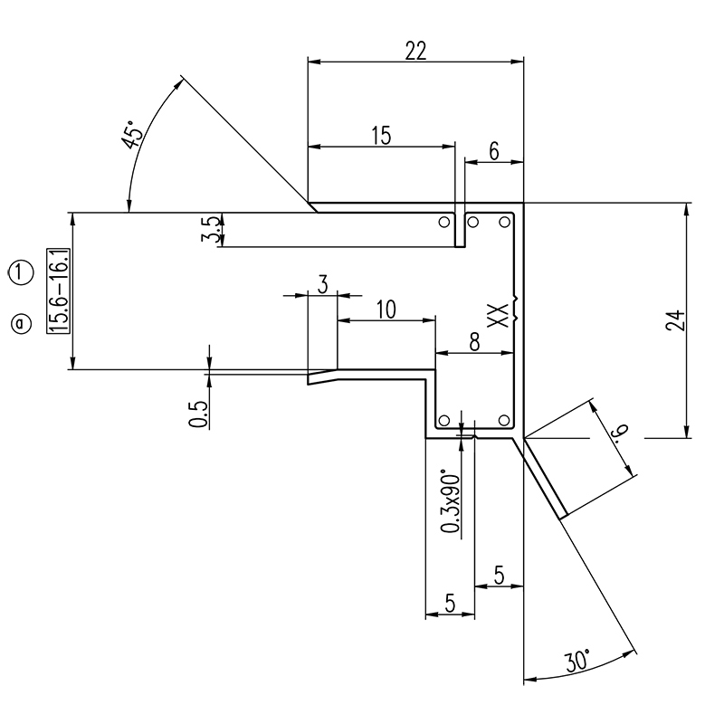 U - Profil 16 mm mit Tropfkante