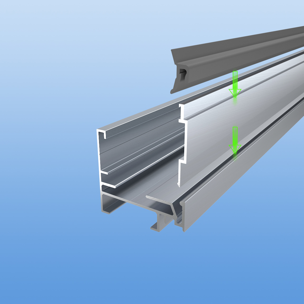 Fußprofil für 40mm Lichtpaneele mit Klemmleiste und Dichtung