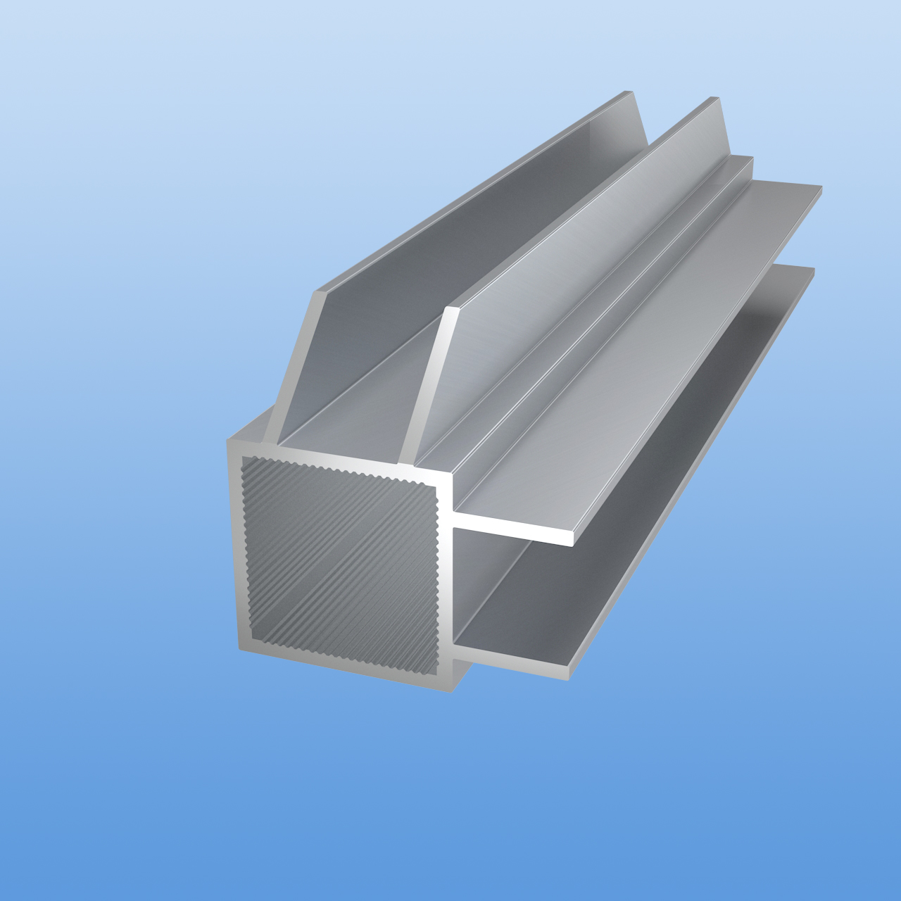 Vierkantrohr für Steckverbinder mit Doppelstegen | Ausführung 16mm Eckprofil | pressblank | 30 x 30 x 2 mm | Beidseitige Gehrung im 45-Grad-Winkel auf einer Seite