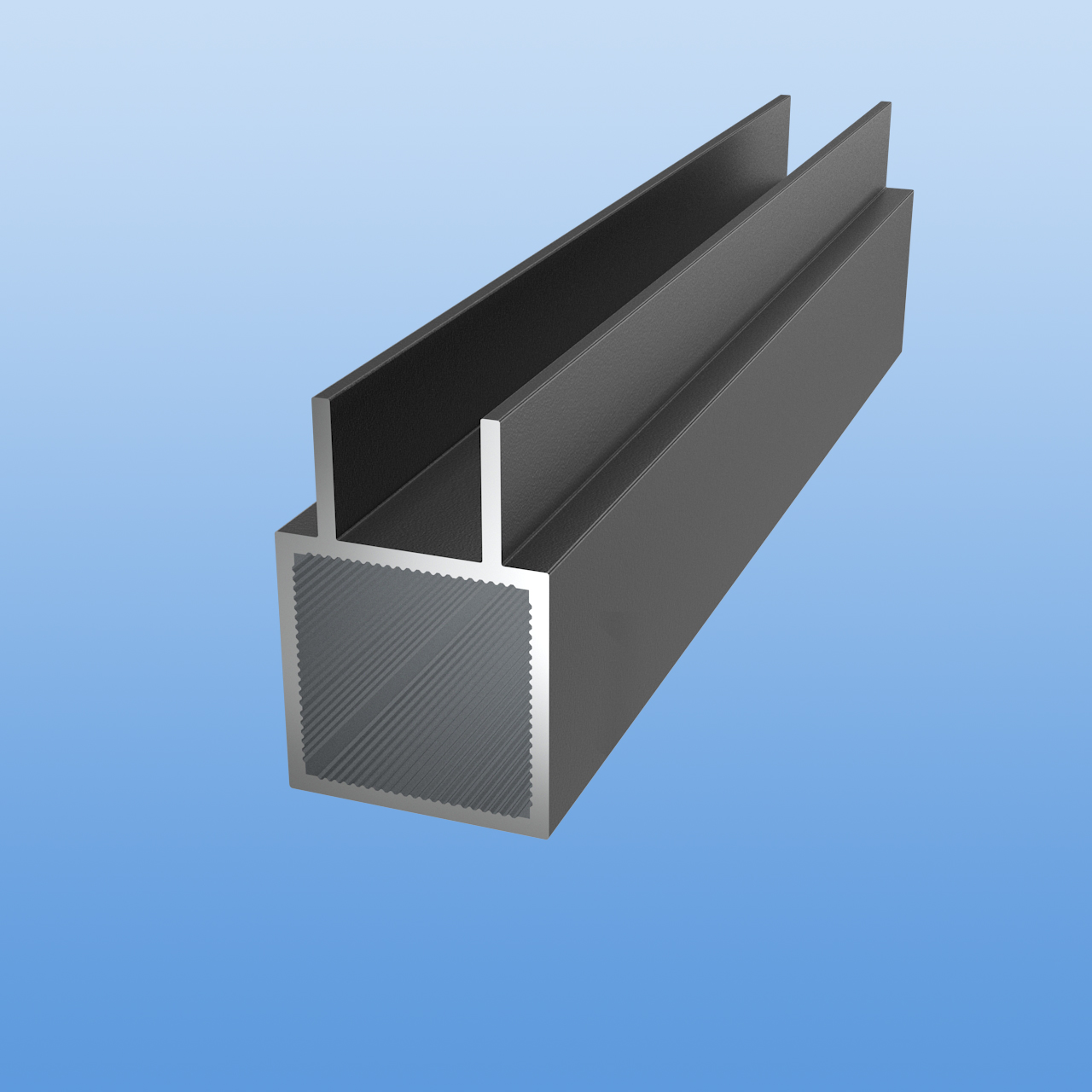 Vierkantrohr für Steckverbinder mit Doppelstegen | Ausführung 16mm U-Profil | Anthrazit - DB 703 | 30 x 30 x 2 mm