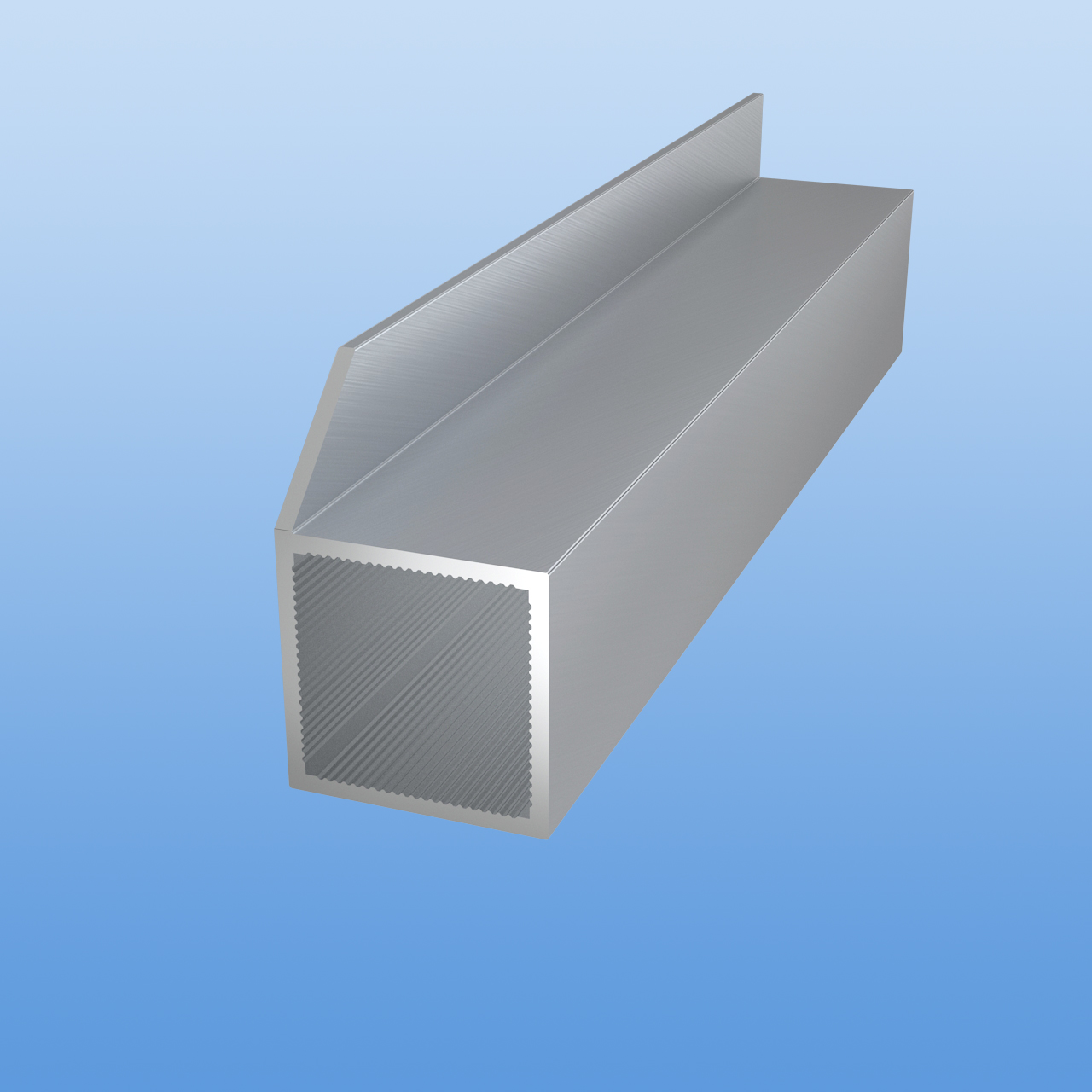 Vierkantrohr für Steckverbinder mit flächenbündigem Steg | pressblank | 30 x 30 x 2 mm | Einseitige Gehrung im 45-Grad-Winkel nur am Steg