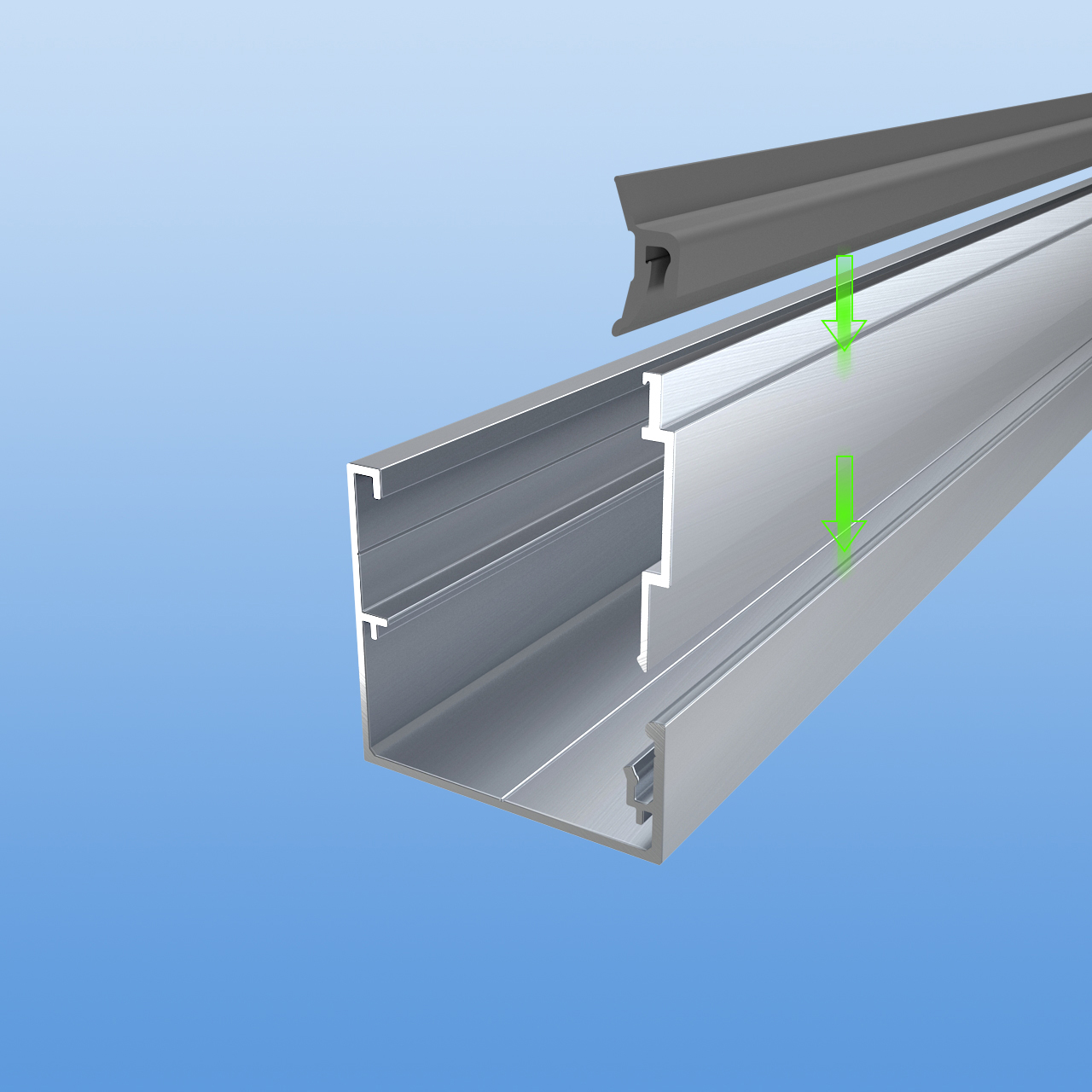 Rahmenprofil für 40mm Lichtpaneele mit Klemmleiste und Dichtung