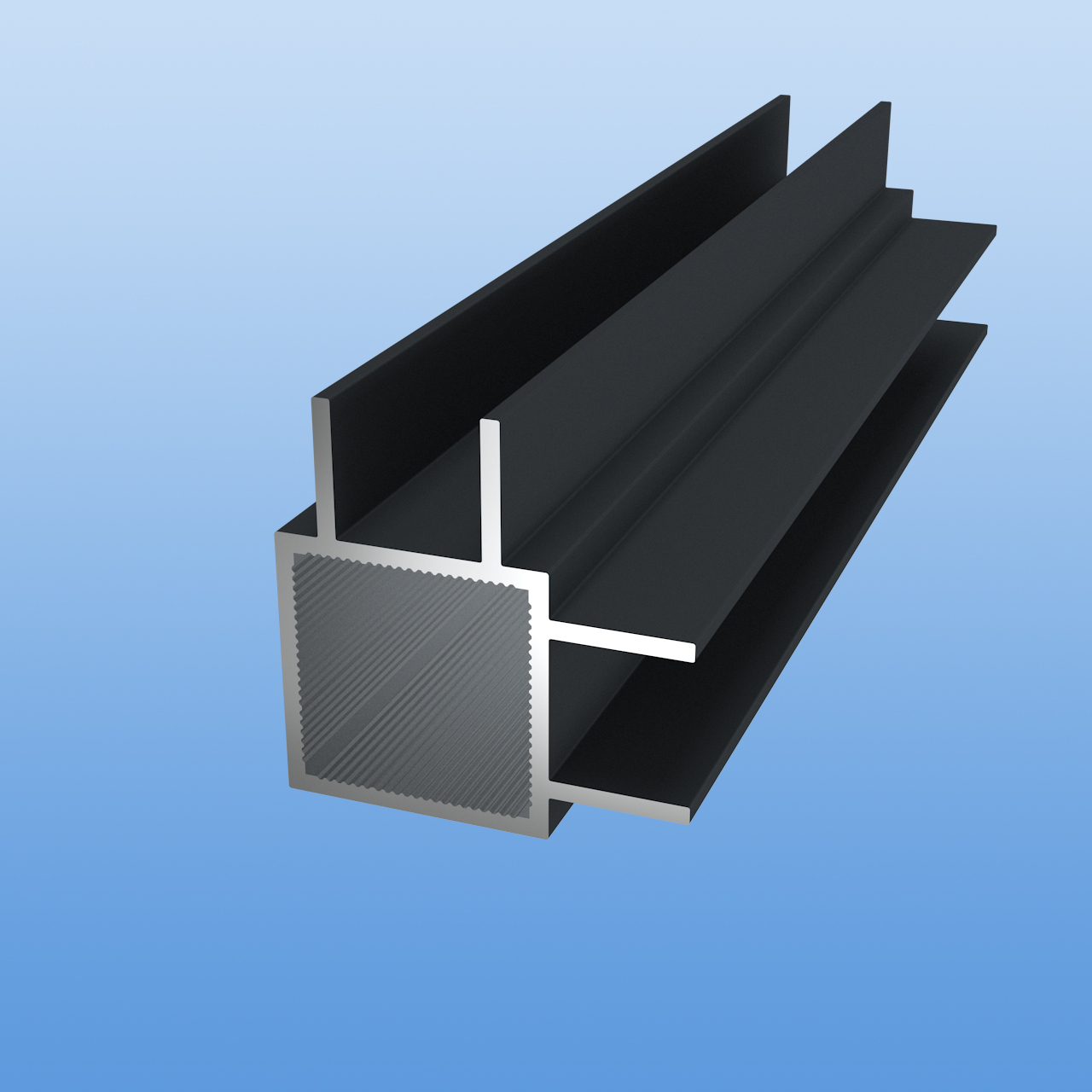 Vierkantrohr für Steckverbinder mit Doppelstegen | Ausführung 16mm Eckprofil | Anthrazit - RAL 7016 | 30 x 30 x 2 mm